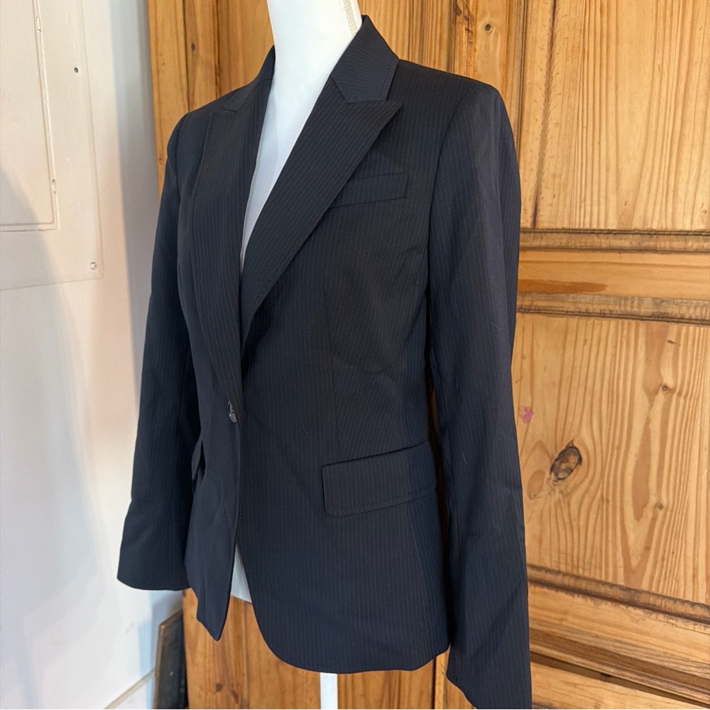 Talbots Black Pinstripe Single-Button Blazer - image 2